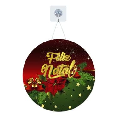 Imagem de Placa Enfeite Porta Guirlanda Decorativa MDF Adesivado Natal Papai Noel Presépio 25cm (GP-NAT0003)