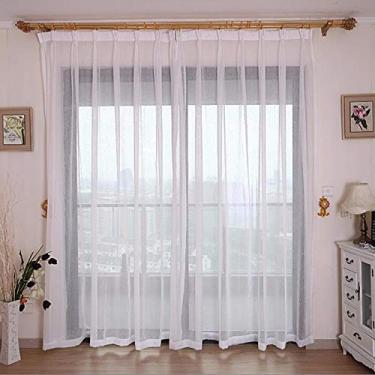 Imagem de Gaze branca pura agora simples quarto sala de estar janela sacada janela janela cortina pano de chão personalizado 228.6 cm (largura) × 228.6 cm (altura) 229 cm (largura) × 229 cm (altura) 2 conjuntos