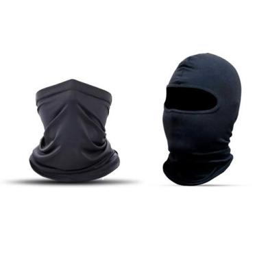 Imagem de Bandana Protetor de Pescoço Preta + Touca Capuz Ninja Balaclava - DVSC