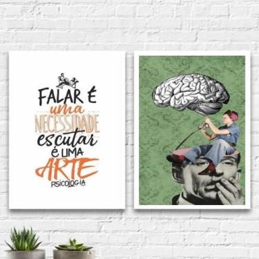 Imagem de Kit 2 Quadros Psicologia Arte 24X18Cm - Com Vidro Branca - Quadros On-