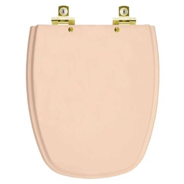 Imagem de Assento Sanitário Com Amortecedor Monte Carlo Rosa Floral Para Vaso Deca Com Ferragem Dourada