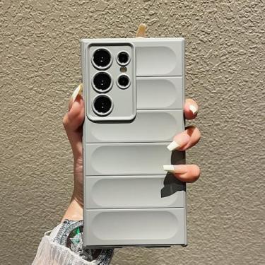 Imagem de Capa de silicone fosco de luxo com listras 3D macias para Samsung S24 S23 S22 S21 Ultra Plus A73 A55 A54 A53 A35 A33, capa traseira cinza, para Galaxy S24Ultra