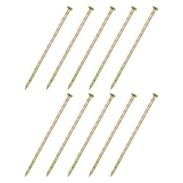 Imagem de uxcell 20 peças de pregos de cerca, aço carbono de 13,5 cm em espiral de aço carbono, pontas de haste em espiral para reparo de piso de casa, madeira, cor zinco