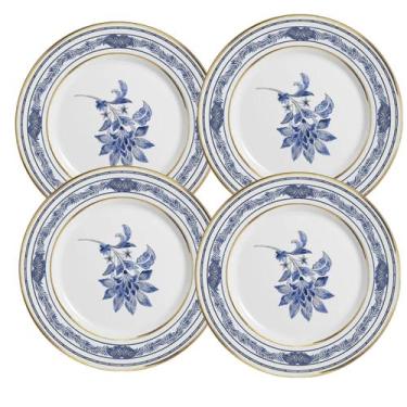 Imagem de Jogo de Pratos Raso Cerâmica 29cm Kit 4 Peças Refeição Xangai Azul All