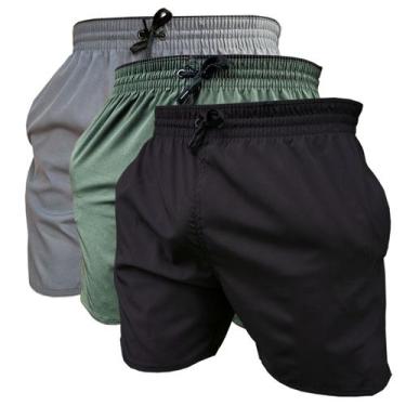 Imagem de Kit 3 Short de Elastano Dry fit Bermuda de Praia Piscina e Academia - 
