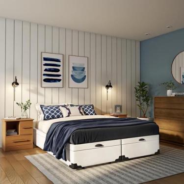 Imagem de Base para Cama Box Queen Maci com Baú (45x158x198) Branca - Mobly