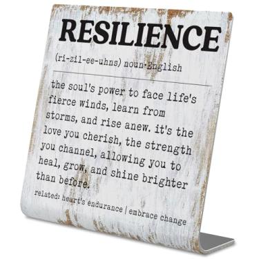 Imagem de Placa de mesa inspiradora de resiliência, placa de aço rústica com citação de força emocional, decoração de cura para mulheres, terapeutas, sobreviventes ou presente de motivação de escritório para