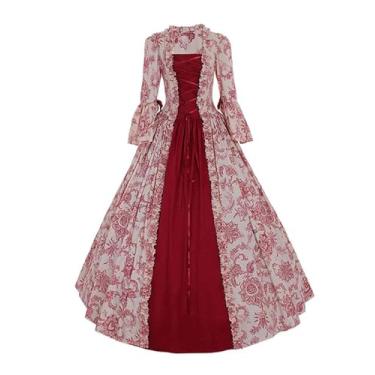 Imagem de Vestido vermelho rococo medieval renascentista vitoriano vestido gótico vestido de baile fantasia Plus Size Halloween para mulheres, As Pictures, Female 3XL
