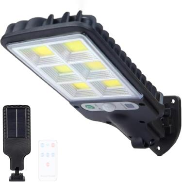 Imagem de Lâmpada de parede solar LED para jardim ao ar livre com sensor de movimento e arandela de parede de controle remoto IP65 à prova d'água interna rotativa movida a energia solar preta quintal garagem