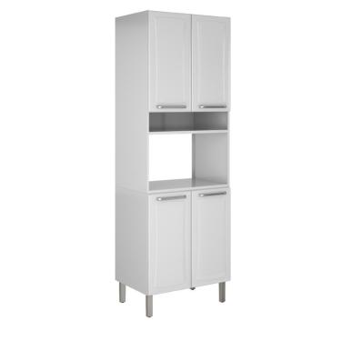 Imagem de Armário De Cozinha E Paneleiro De Aço 4 Portas Com Nicho Para Microondas Tarsila 0,70m Branco Branco