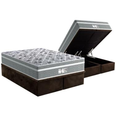 Imagem de Cama Box Baú Queen: Colchão Molas Ensacadas Probel Evolution + Base Brown(158X198)