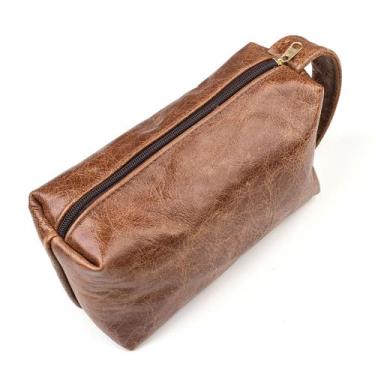 Imagem de Necessaire Bolsa Organizadora Masculina em Couro Legítimo Mala de Viag