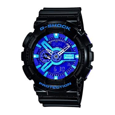 Imagem de Relógio masculino Casio GA-110 XL Series G-Shock Quartz 200M WR resistente a choques, Xl Combi Hypercolor, Preto/azul/roxo