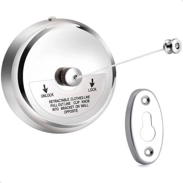 Imagem de Varal Retrátil de Parede Lorben Aço Inox Corda Nylon 2,9m Extensível Cromado