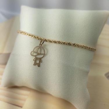 Imagem de Pulseira Cordão Baiano com Pingente Menino Ouro 18K - Linda Joias
