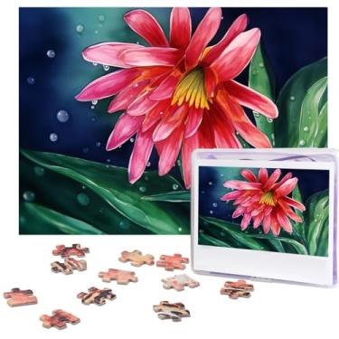 Imagem de Quebra-cabeça de flores 500 peças personalizado quebra-cabeça de madeira para adultos família imagem quebra-cabeça presentes para casamento, aniversário, dia dos namorados, 51,8 cm x 38,1 cm