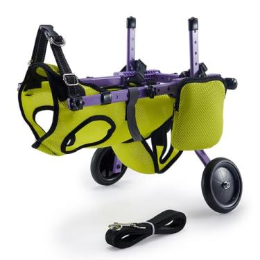 Imagem de Cadeira de rodas ajustável para cães para as pernas traseiras, auxílio para mobilidade de caminhada para membros traseiros de animais de estimação pequenos (amarelo)