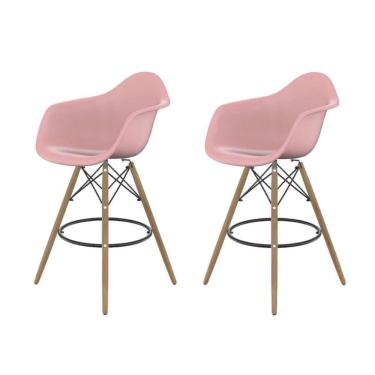 Imagem de Conjunto com 2 Banquetas Eames Arm DSW Rosa