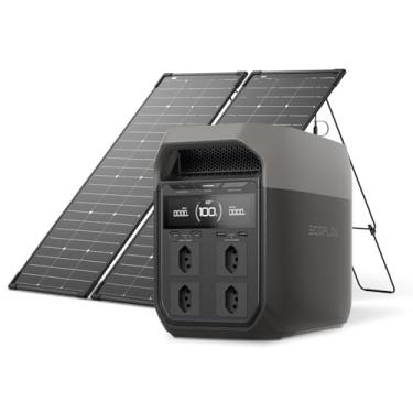 Imagem de EF ECOFLOW Gerador Solar DELTA 3 com Painel Solar de 125 W*2, Bateria LFP de 1024 Wh, X-Boost 2900 W, Bateria Reserva para Casa Segura, Estação de Energia Portátil para Emergências, Camping e Trailers