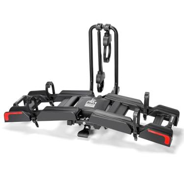 Imagem de Suporte para bicicleta elétrica de engate com capacidade de 90 kg - Suporte dobrável inclinável para carro - Suporte para suporte de bicicleta com pneus de até 12,7 cm de largura para receptores de 5