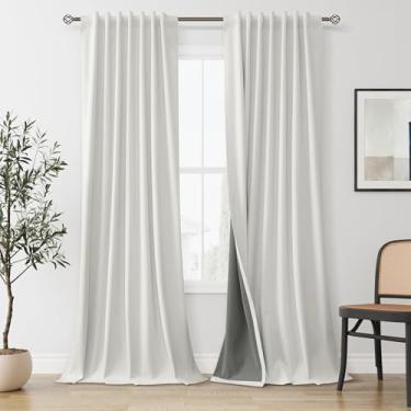 Imagem de Cortinas blackout de 250 cm, conjunto de 2 painéis, comprimento para quarto, sala de estar, moderna, neutra preta, texturizada, cortinas de linho texturizadas, bolso traseiro, varão, plissadas,