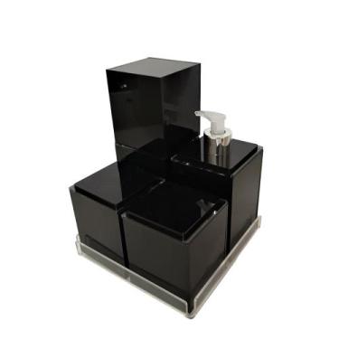 Imagem de Kit lavabo completo com 5 peças luxo premium acrílico porta escovas di