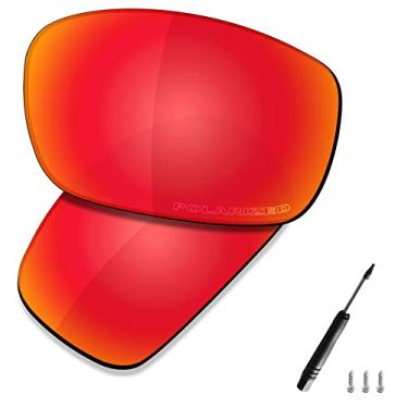 Imagem de SAUCER Lentes de reposição premium e kits de borracha para óculos de sol Oakley X Squared OO6011 de alta definição - vermelho fogo polarizado