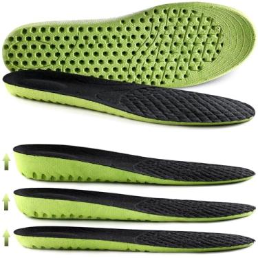 Imagem de Palmilhas esportivas Ailaka elásticas absorventes de choque, com altura aumentada, macias e respiráveis, inserções ortopédicas de reposição para homens e mulheres, Green, Heel Height: 1.5cm, 5-9 M US Women/3-7.5 M US Men