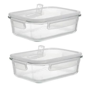 Imagem de Kit 2 Pote Hermético Vidro Borosslicato Vedado 640ml - Ravi Presentes 