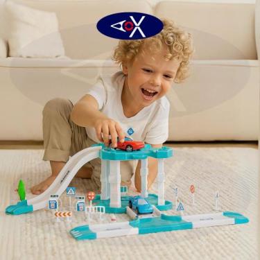 Imagem de Pista Garagem Carros Corrida Infantil 2 Andares Placas de Sinalizações