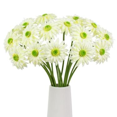 Imagem de Bloom Life Margaridas gerbera artificiais, conjunto de 16 hastes de 43 cm de altura, margaridas africanas de seda realistas para arranjos de vasos, decoração de casa, flores de casamento, presentes
