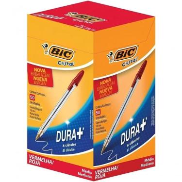 Imagem de Caneta Esferográfica Bic Cristal Vermelha Ponta Média De 1.0mm 50 Unidades