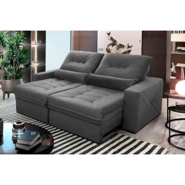 Imagem de Sofá Retrátil Reclinável Islândia 2,10m Suede Velut Preto Molas no Assento - King House