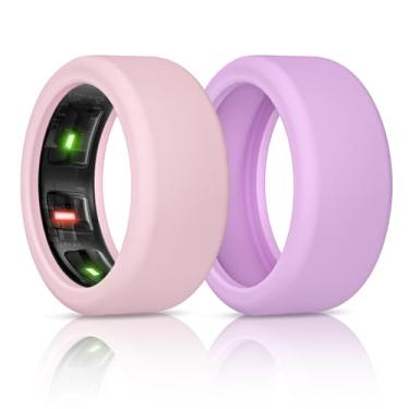 Imagem de BandSmith Capa de anel de silicone, compatível com protetor Oura Ring Gen 4/3, capa elástica para malhar - protegida por patente (rosa + roxo, tamanho P para 678910)