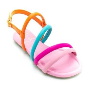 Imagem de Sandália Infantil Menina Mini Sua Cia 9131.51403 - Rosa e Laranja-Feminino