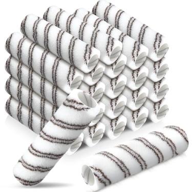 Imagem de Gandeer Pacote com 24 capas de rolo de tinta de microfibra de 24 x 1/2 polegada, grandes cochilos de poliéster para pintar paredes tetos suprimentos de pintura doméstica (marrom, branco)