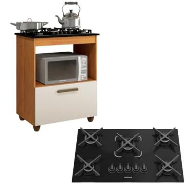 Imagem de Kit Balcão Cooktop Itatiaia 1 Porta com Fogão 5 Bocas Itacook Premium (NATURA OFF WHITE)