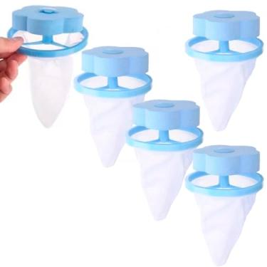 Imagem de Kit 5 Filtro Para Máquina De Lavar Flutuante Coletor Papa Fios Pelos e Bolinhas de Lã (Azul)