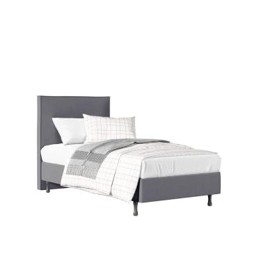 Imagem de Cama Solteiro One com Cabeceira Moderna Em Mdf Pé Eucalipto cinza