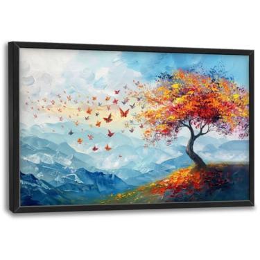 Imagem de Árvore da Vida Grande Arte de Parede Colorida Graffiti Árvore Imagens Decoração de Parede Montanha Impressões em Tela Pintura Emoldurada Arte Moderna Decoração de Casa Acima da Cama para Sala de Estar