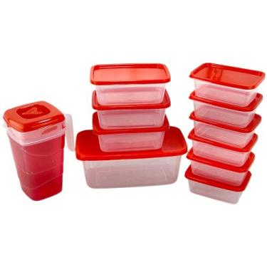 Imagem de Conjunto kit 10 Pote Marmita Fitness Com Jarra Tipo Hermetico - Lojão 