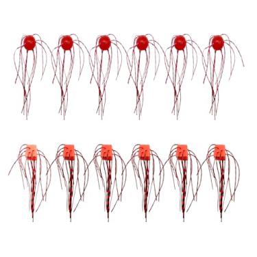 Imagem de 12 peças de iscas de pesca redondas/em forma de dados de silicone feitas à mão com vários tentáculos iscas de plástico macio para peixe-gato, drop shot, finesse, equipamento maluco (vermelho e rosa