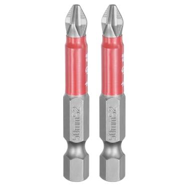 Imagem de HARFINGTON 2 peças de chave de fenda Phillips antiderrapante nº 2 PH2 1/10.2 cm, haste sextavada, 50 mm, brocas magnéticas de cabeça cruzada com jato de areia S2, ferramenta de chave de fenda