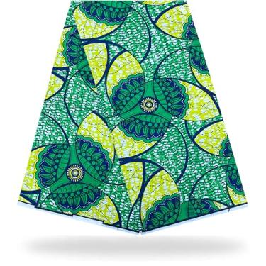 Imagem de Shenbolen Tecido africano 6 jardas Kente Cloth by The Yard Ankara Print Wax Fabrics 100% poliéster (P)