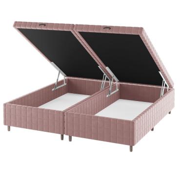 Imagem de Base Box Bau King Size Ravena (43x193x203cm) Turkey Rose - Casa Giulia