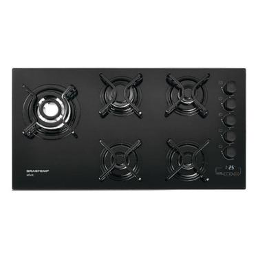 Imagem de Cooktop A Gas 5 Bocas Vidro Preto Bivolt 85x46cm - Brastemp