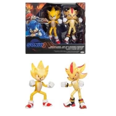 Imagem de JAKKS Pacific Sonic The Hedgehog Light Up Super Sonic & Super Shadow Action Figure Set