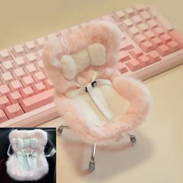 Imagem de BDBHAVB for Labubu Car Seat, Car Seat Vent Clip for Labubu Sofa, Linght Pink Soft Furry Cushion Cars eat Cover with Seat Leg for Labubu Desktop Display, Car Decoration for Labubu Fans Collectors
