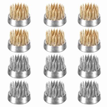 Imagem de PATIKIL 12 peças de sapos florais Kenzan, suporte redondo de aço de latão para arranjo de flores, ferramenta fixa de pino arranjador para vaso de mesa, casamento, decoração de casa, latão/prata