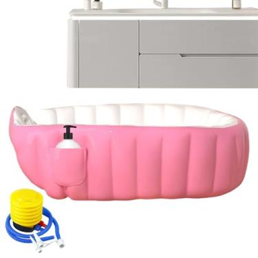 Imagem de Bohany Banheira Inflável Bebê | Bacia de Duche Portátil para Viagem com Bomba de Pé,Bacia Portátil Antiderrapante Berçário Cuidados para Crianças a Partir de 2 Anos